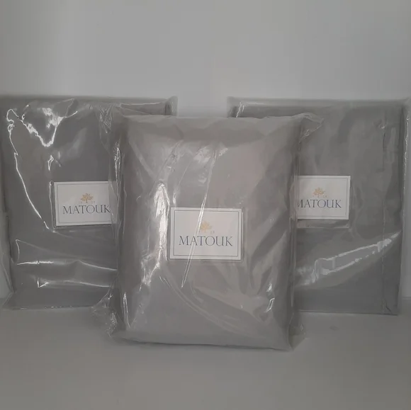 Matouk Thea 100% Linen King Duvet Cover and 2 Euro Shams Pool Gray - Picture 12 of 13